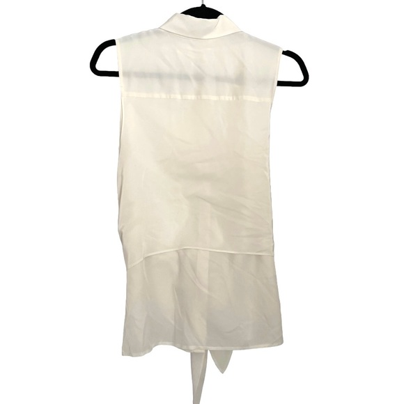 Club Monaco Terek Top Cream Ivory 100% Silk Sleeveless Tie Front Blouse - Picture 4 of 11